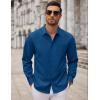 imageCOOFANDY Mens Long Sleeve Button Down Dress Shirts Casual Business Casual Shirt Wrinkle Free Untucked ShirtsBlue