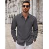 imageCOOFANDY Mens Long Sleeve Button Down Dress Shirts Casual Business Casual Shirt Wrinkle Free Untucked ShirtsDark Grey