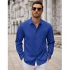 imageCOOFANDY Mens Long Sleeve Button Down Dress Shirts Casual Business Casual Shirt Wrinkle Free Untucked ShirtsDeep Blue