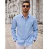 imageCOOFANDY Mens Long Sleeve Button Down Dress Shirts Casual Business Casual Shirt Wrinkle Free Untucked ShirtsLight Blue