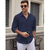 imageCOOFANDY Mens Long Sleeve Button Down Dress Shirts Casual Business Casual Shirt Wrinkle Free Untucked ShirtsNavy Blue
