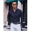 imageCOOFANDY Mens Long Sleeve Button Down Dress Shirts Casual Business Casual Shirt Wrinkle Free Untucked ShirtsNavy Blue
