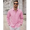 imageCOOFANDY Mens Long Sleeve Button Down Dress Shirts Casual Business Casual Shirt Wrinkle Free Untucked ShirtsPink