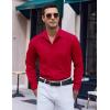 imageCOOFANDY Mens Long Sleeve Button Down Dress Shirts Casual Business Casual Shirt Wrinkle Free Untucked ShirtsRed