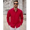 imageCOOFANDY Mens Long Sleeve Button Down Dress Shirts Casual Business Casual Shirt Wrinkle Free Untucked ShirtsRed