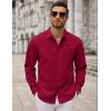 imageCOOFANDY Mens Long Sleeve Button Down Dress Shirts Casual Business Casual Shirt Wrinkle Free Untucked ShirtsWine Red