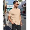 imageCOOFANDY Mens Mock Turtleneck Shirts Short Sleeve Casual Basic TShirts Ribbed Solid Pullover TopsBeige