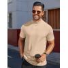 imageCOOFANDY Mens Mock Turtleneck Shirts Short Sleeve Casual Basic TShirts Ribbed Solid Pullover TopsBeige