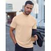 imageCOOFANDY Mens Mock Turtleneck Shirts Short Sleeve Casual Basic TShirts Ribbed Solid Pullover TopsBeige