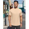 imageCOOFANDY Mens Mock Turtleneck Shirts Short Sleeve Casual Basic TShirts Ribbed Solid Pullover TopsBeige