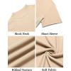 imageCOOFANDY Mens Mock Turtleneck Shirts Short Sleeve Casual Basic TShirts Ribbed Solid Pullover TopsBeige