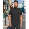 imageCOOFANDY Mens Mock Turtleneck Shirts Short Sleeve Casual Basic TShirts Ribbed Solid Pullover TopsBlack