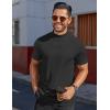 imageCOOFANDY Mens Mock Turtleneck Shirts Short Sleeve Casual Basic TShirts Ribbed Solid Pullover TopsBlack