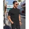 imageCOOFANDY Mens Mock Turtleneck Shirts Short Sleeve Casual Basic TShirts Ribbed Solid Pullover TopsBlack