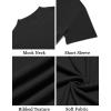 imageCOOFANDY Mens Mock Turtleneck Shirts Short Sleeve Casual Basic TShirts Ribbed Solid Pullover TopsBlack