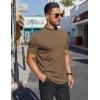 imageCOOFANDY Mens Mock Turtleneck Shirts Short Sleeve Casual Basic TShirts Ribbed Solid Pullover TopsBrown