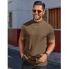 imageCOOFANDY Mens Mock Turtleneck Shirts Short Sleeve Casual Basic TShirts Ribbed Solid Pullover TopsBrown