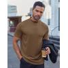 imageCOOFANDY Mens Mock Turtleneck Shirts Short Sleeve Casual Basic TShirts Ribbed Solid Pullover TopsBrown