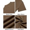 imageCOOFANDY Mens Mock Turtleneck Shirts Short Sleeve Casual Basic TShirts Ribbed Solid Pullover TopsBrown