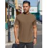 imageCOOFANDY Mens Mock Turtleneck Shirts Short Sleeve Casual Basic TShirts Ribbed Solid Pullover TopsBrown