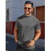 imageCOOFANDY Mens Mock Turtleneck Shirts Short Sleeve Casual Basic TShirts Ribbed Solid Pullover TopsDark Grey