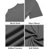 imageCOOFANDY Mens Mock Turtleneck Shirts Short Sleeve Casual Basic TShirts Ribbed Solid Pullover TopsDark Grey