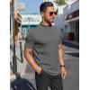 imageCOOFANDY Mens Mock Turtleneck Shirts Short Sleeve Casual Basic TShirts Ribbed Solid Pullover TopsDark Grey