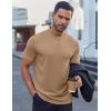 imageCOOFANDY Mens Mock Turtleneck Shirts Short Sleeve Casual Basic TShirts Ribbed Solid Pullover TopsKhaki