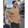 imageCOOFANDY Mens Mock Turtleneck Shirts Short Sleeve Casual Basic TShirts Ribbed Solid Pullover TopsKhaki