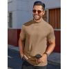 imageCOOFANDY Mens Mock Turtleneck Shirts Short Sleeve Casual Basic TShirts Ribbed Solid Pullover TopsKhaki