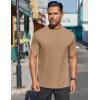 imageCOOFANDY Mens Mock Turtleneck Shirts Short Sleeve Casual Basic TShirts Ribbed Solid Pullover TopsKhaki