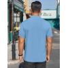 imageCOOFANDY Mens Mock Turtleneck Shirts Short Sleeve Casual Basic TShirts Ribbed Solid Pullover TopsLight Blue