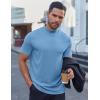 imageCOOFANDY Mens Mock Turtleneck Shirts Short Sleeve Casual Basic TShirts Ribbed Solid Pullover TopsLight Blue