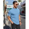 imageCOOFANDY Mens Mock Turtleneck Shirts Short Sleeve Casual Basic TShirts Ribbed Solid Pullover TopsLight Blue