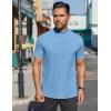 imageCOOFANDY Mens Mock Turtleneck Shirts Short Sleeve Casual Basic TShirts Ribbed Solid Pullover TopsLight Blue