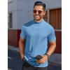 imageCOOFANDY Mens Mock Turtleneck Shirts Short Sleeve Casual Basic TShirts Ribbed Solid Pullover TopsLight Blue