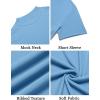 imageCOOFANDY Mens Mock Turtleneck Shirts Short Sleeve Casual Basic TShirts Ribbed Solid Pullover TopsLight Blue