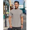 imageCOOFANDY Mens Mock Turtleneck Shirts Short Sleeve Casual Basic TShirts Ribbed Solid Pullover TopsLight Grey
