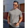 imageCOOFANDY Mens Mock Turtleneck Shirts Short Sleeve Casual Basic TShirts Ribbed Solid Pullover TopsLight Grey