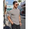 imageCOOFANDY Mens Mock Turtleneck Shirts Short Sleeve Casual Basic TShirts Ribbed Solid Pullover TopsLight Grey