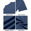 imageCOOFANDY Mens Mock Turtleneck Shirts Short Sleeve Casual Basic TShirts Ribbed Solid Pullover TopsNavy Blue