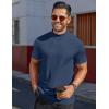 imageCOOFANDY Mens Mock Turtleneck Shirts Short Sleeve Casual Basic TShirts Ribbed Solid Pullover TopsNavy Blue