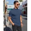 imageCOOFANDY Mens Mock Turtleneck Shirts Short Sleeve Casual Basic TShirts Ribbed Solid Pullover TopsNavy Blue