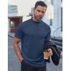 imageCOOFANDY Mens Mock Turtleneck Shirts Short Sleeve Casual Basic TShirts Ribbed Solid Pullover TopsNavy Blue