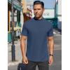 imageCOOFANDY Mens Mock Turtleneck Shirts Short Sleeve Casual Basic TShirts Ribbed Solid Pullover TopsNavy Blue