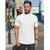 imageCOOFANDY Mens Mock Turtleneck Shirts Short Sleeve Casual Basic TShirts Ribbed Solid Pullover TopsWhite