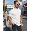 imageCOOFANDY Mens Mock Turtleneck Shirts Short Sleeve Casual Basic TShirts Ribbed Solid Pullover TopsWhite