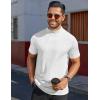 imageCOOFANDY Mens Mock Turtleneck Shirts Short Sleeve Casual Basic TShirts Ribbed Solid Pullover TopsWhite