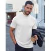 imageCOOFANDY Mens Mock Turtleneck Shirts Short Sleeve Casual Basic TShirts Ribbed Solid Pullover TopsWhite