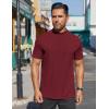 imageCOOFANDY Mens Mock Turtleneck Shirts Short Sleeve Casual Basic TShirts Ribbed Solid Pullover TopsWine Red
